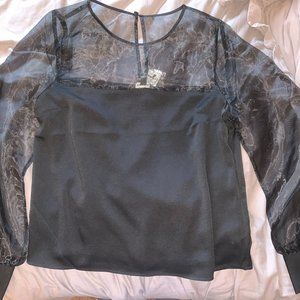 Express Size L Mesh Long-Sleeved Blouse